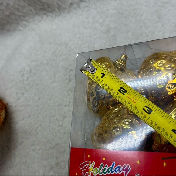 Holiday Traditions 6pack Decorative gold strawberry plastic ornaments 2.5" - Picture 3 of 5